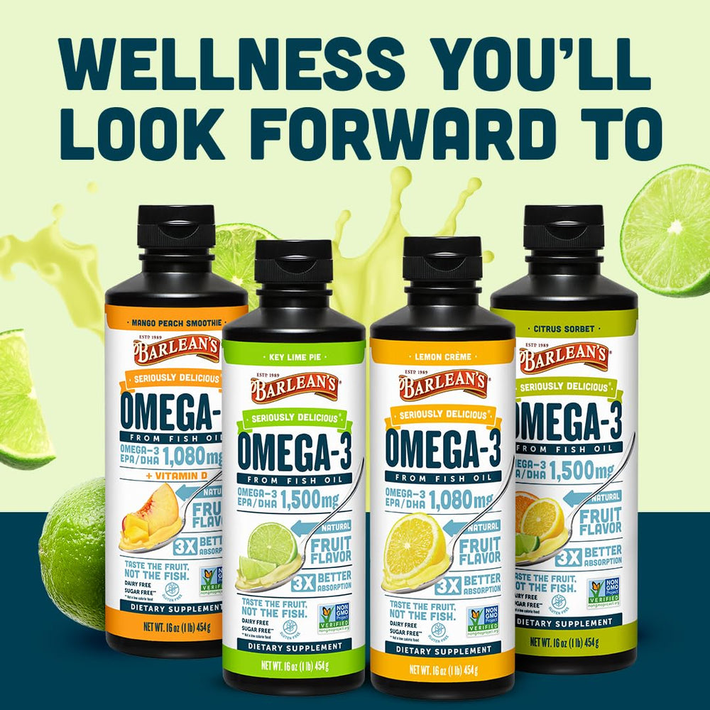 Refrigerated Barlean's Omega-3 bottle after opening to maintain freshness.