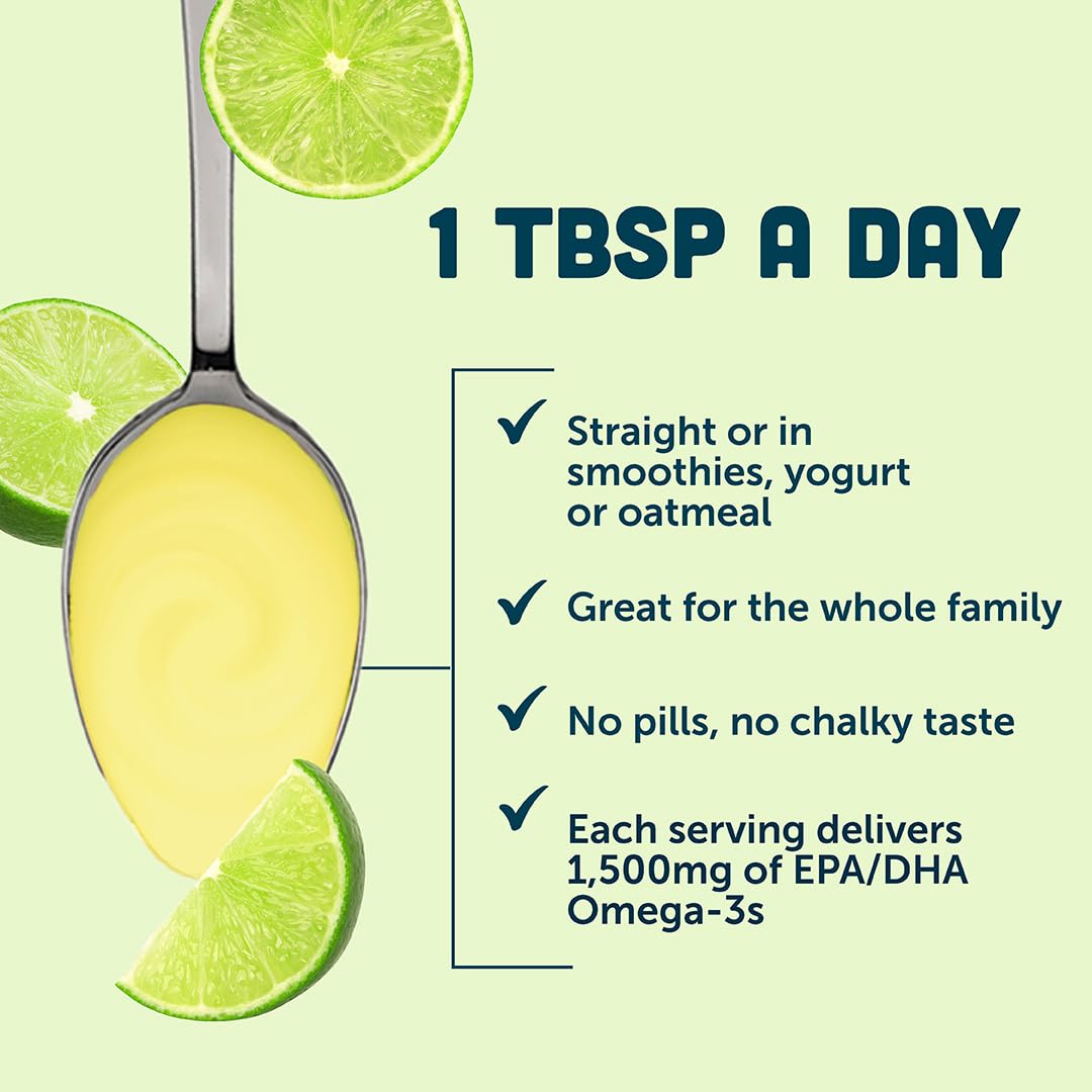 Omega-3 on yogurt with Barlean's Key Lime Pie flavor.