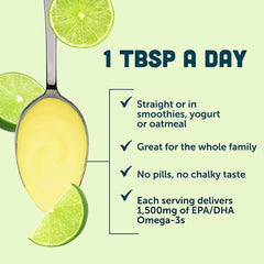 Omega-3 on yogurt with Barlean's Key Lime Pie flavor.