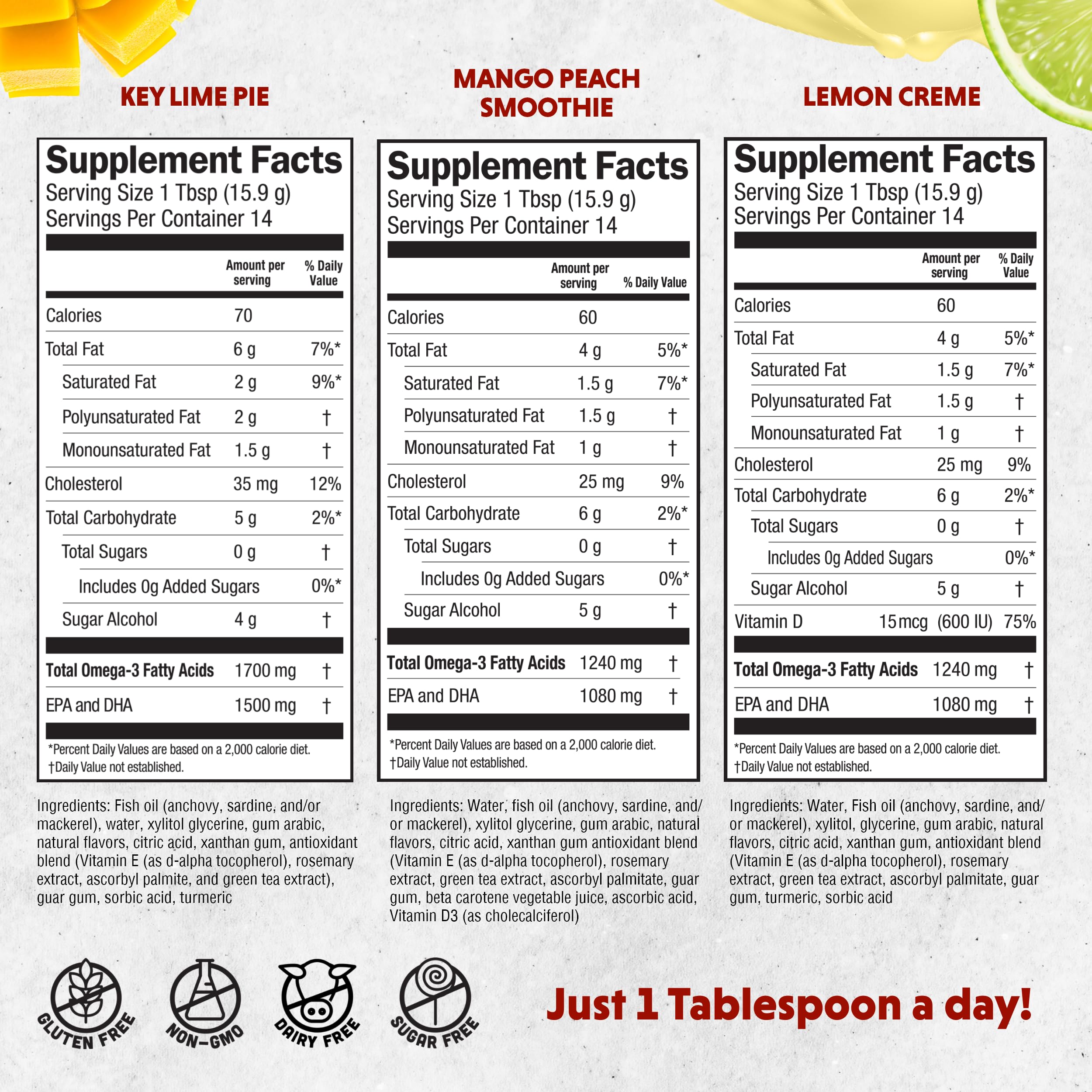 Barlean's Omega-3 liquid bottle in Lemon Creme flavor for tasty daily nutrition.