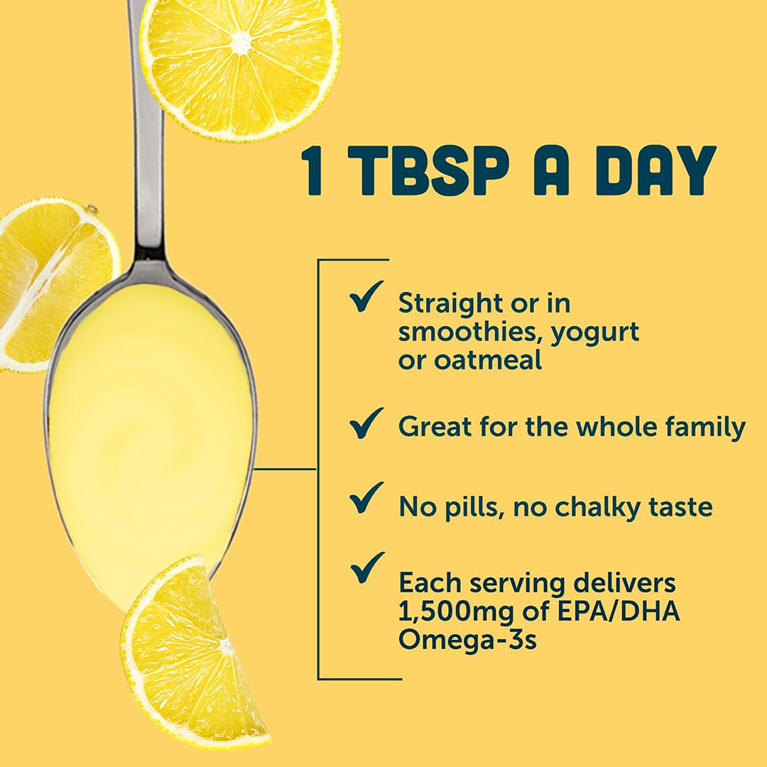 Barlean's Omega-3 drizzled over yogurt or smoothie for easy consumption.