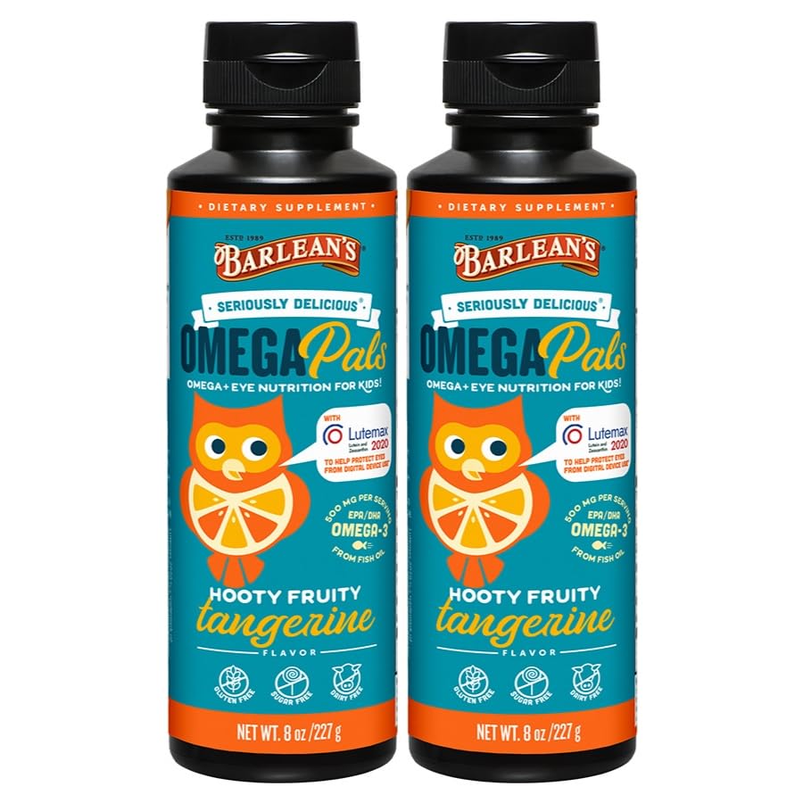 Barlean's Omega Pals kids bottle with Tangerine flavor for daily omega intake