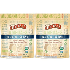 Barlean's Organic flax chia coconut blend jar front view highlights daily nutrition