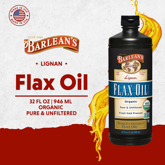Pour spout on Barlean's flaxseed oil showing convenient serving