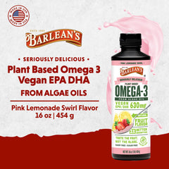 Barlean's Pink Lemonade spoon-dispense shot illustrating easy daily intake
