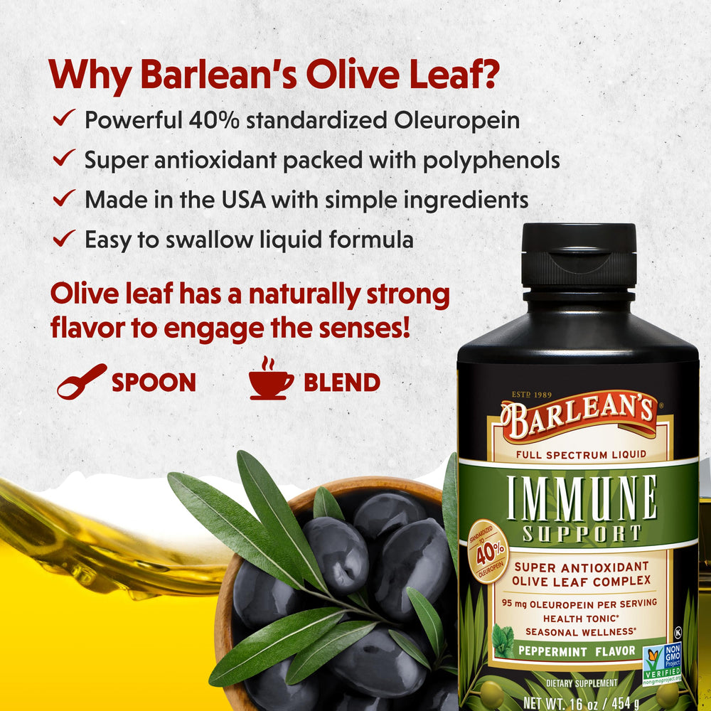 Barlean's Spanish olive leaves harvest image suggesting Andalusian sourcing
