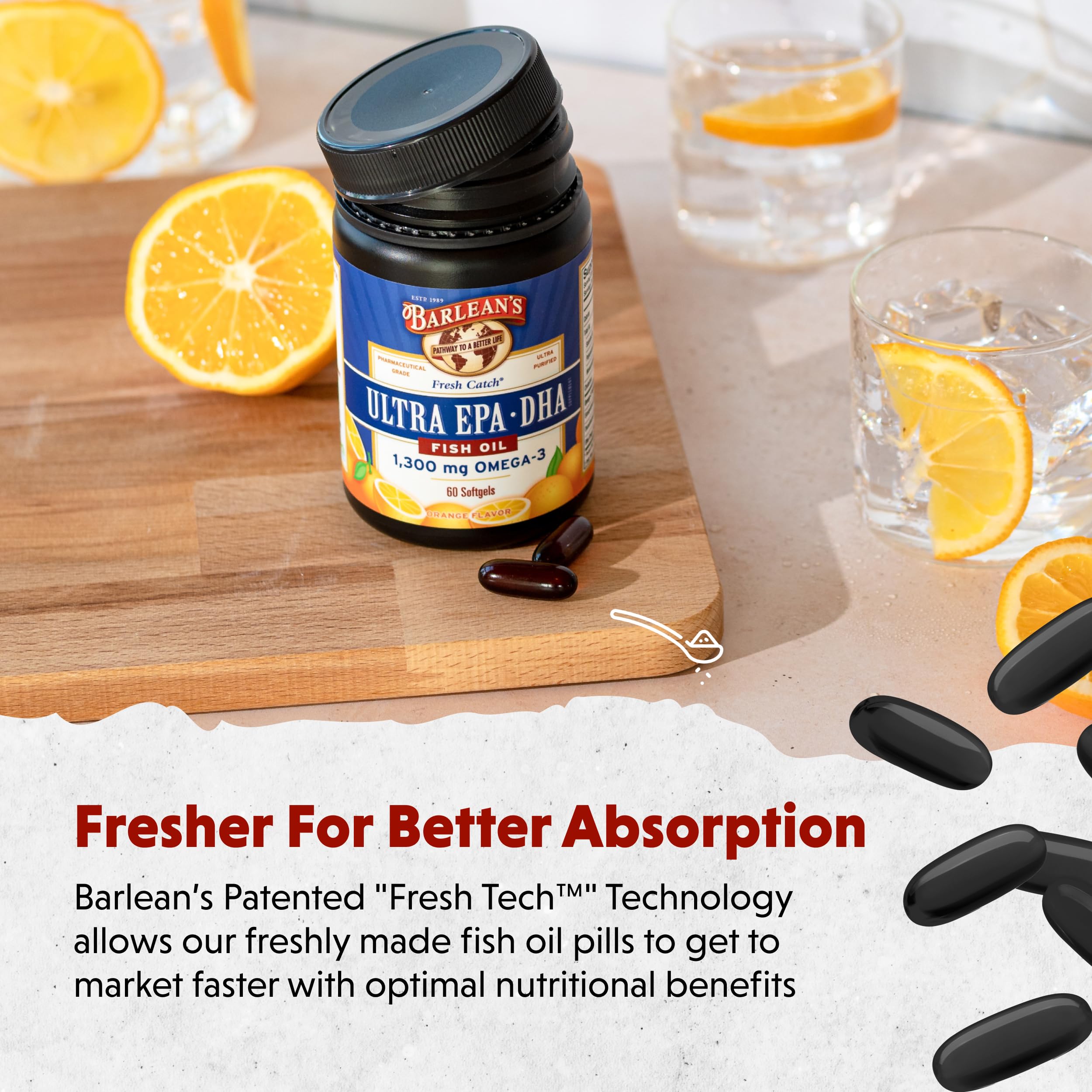Barlean's omega-3 third-party tested purity label ensuring mercury-free.
