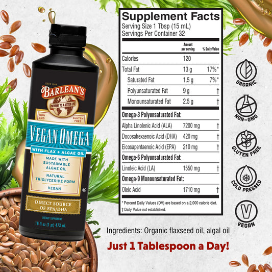 Spoonful of Barlean's vegan omega blend with a mild taste.