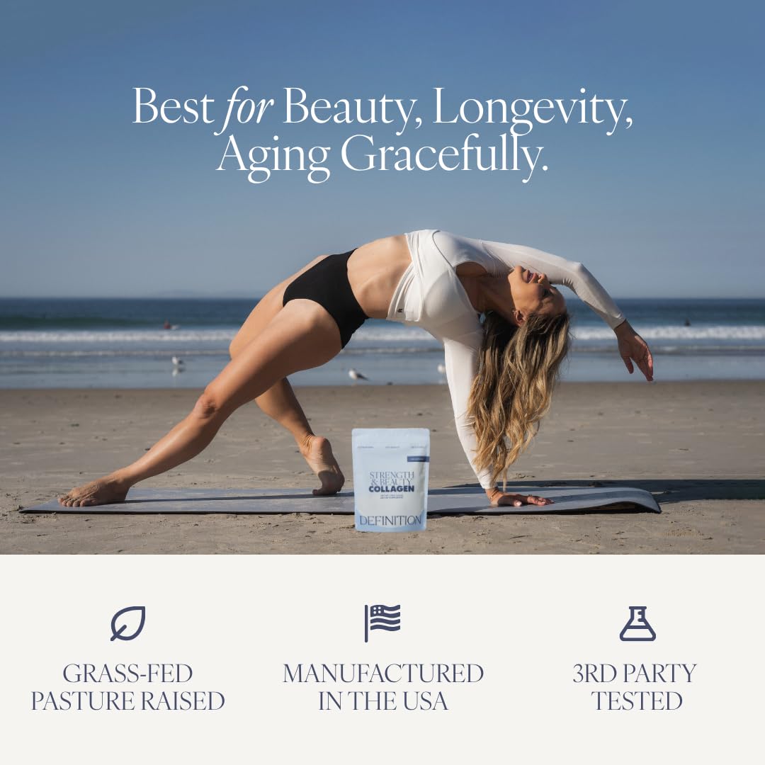 Barre Definition collagen bottle on a kitchen counter ready for daily use.