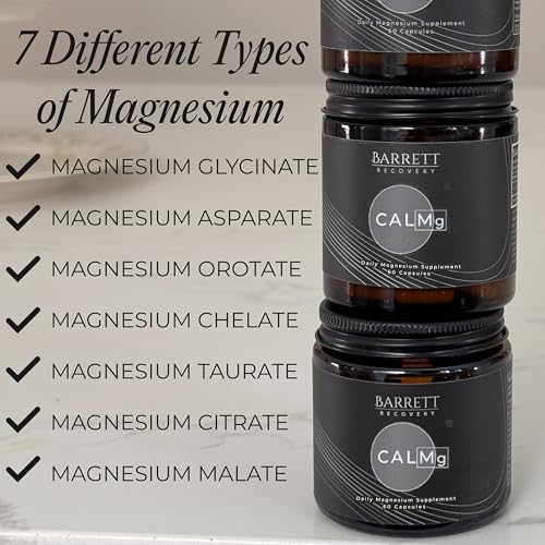 Barrett Recovery CALMg bottle side view highlighting daily magnesium support