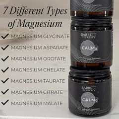 Barrett Recovery CALMg bottle side view highlighting daily magnesium support