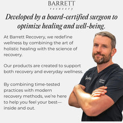 Barrett Recovery CALMg post-surgery comfort context with gentle recovery aid