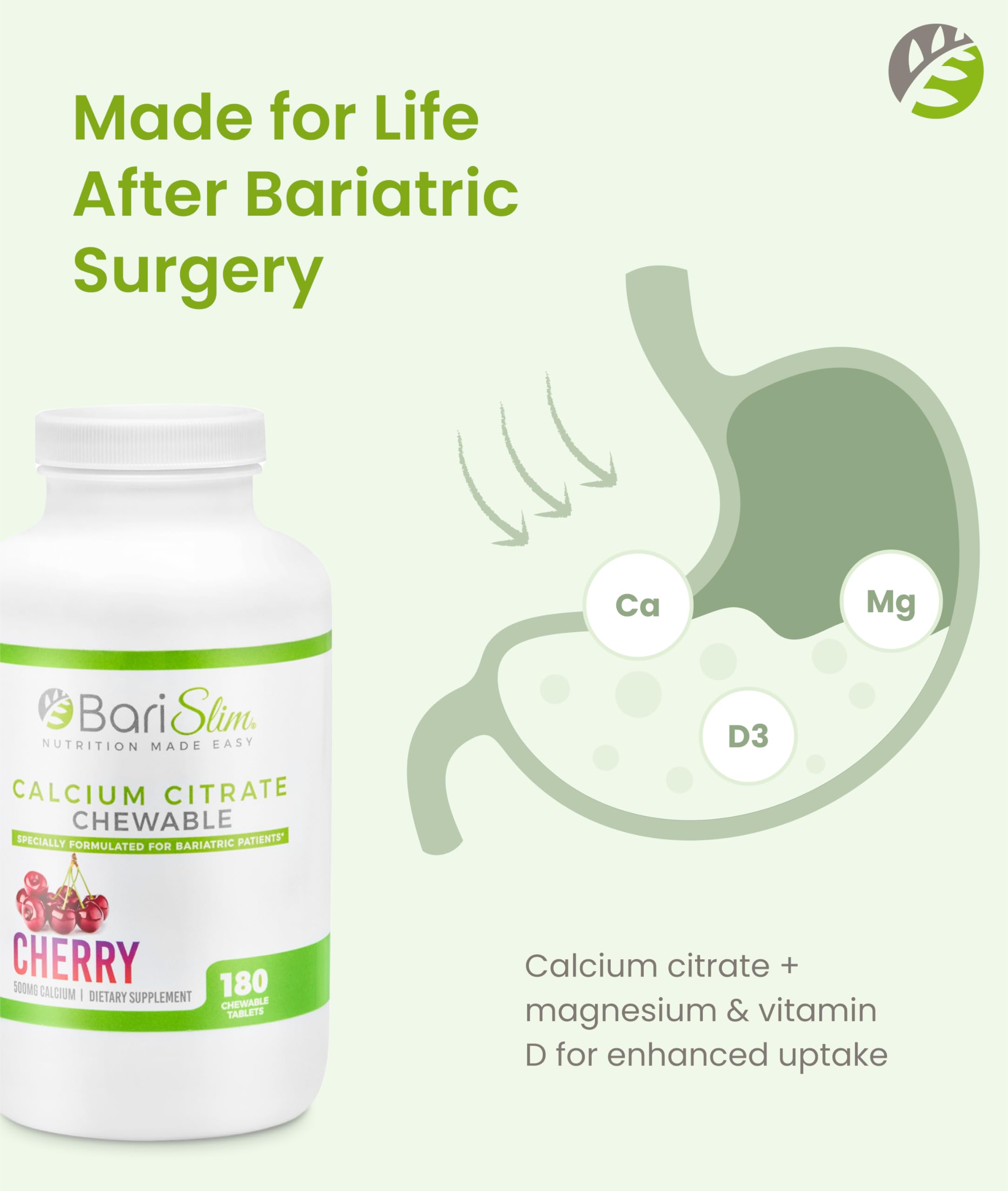 Barslim bottle back label with nutrition facts for post-op use