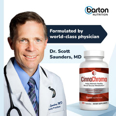 Barton Nutrition CinnaChroma countertop-shot emphasizes brand and label.