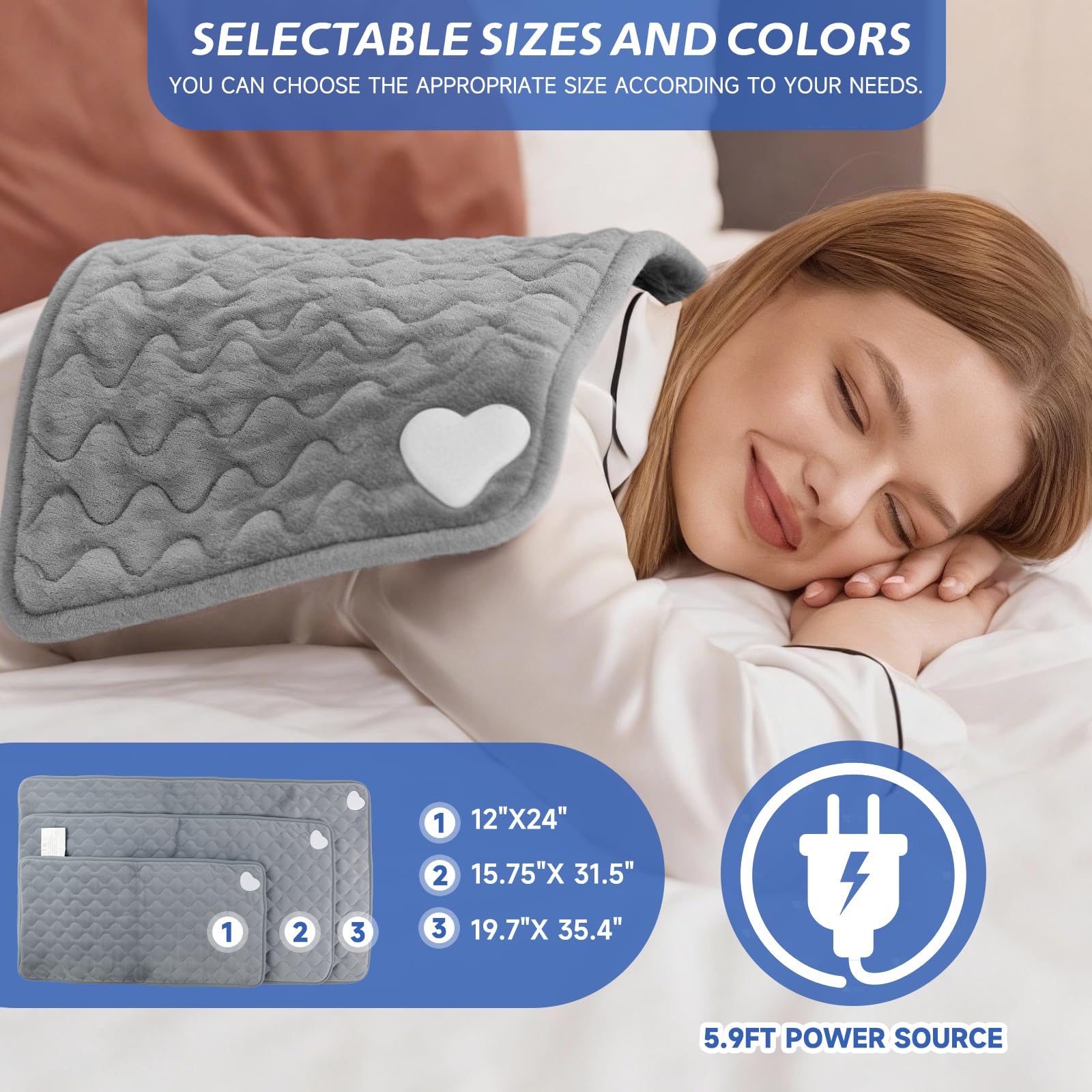 BASANIE heating pad-75-inch-cord enables easy placement while relaxing