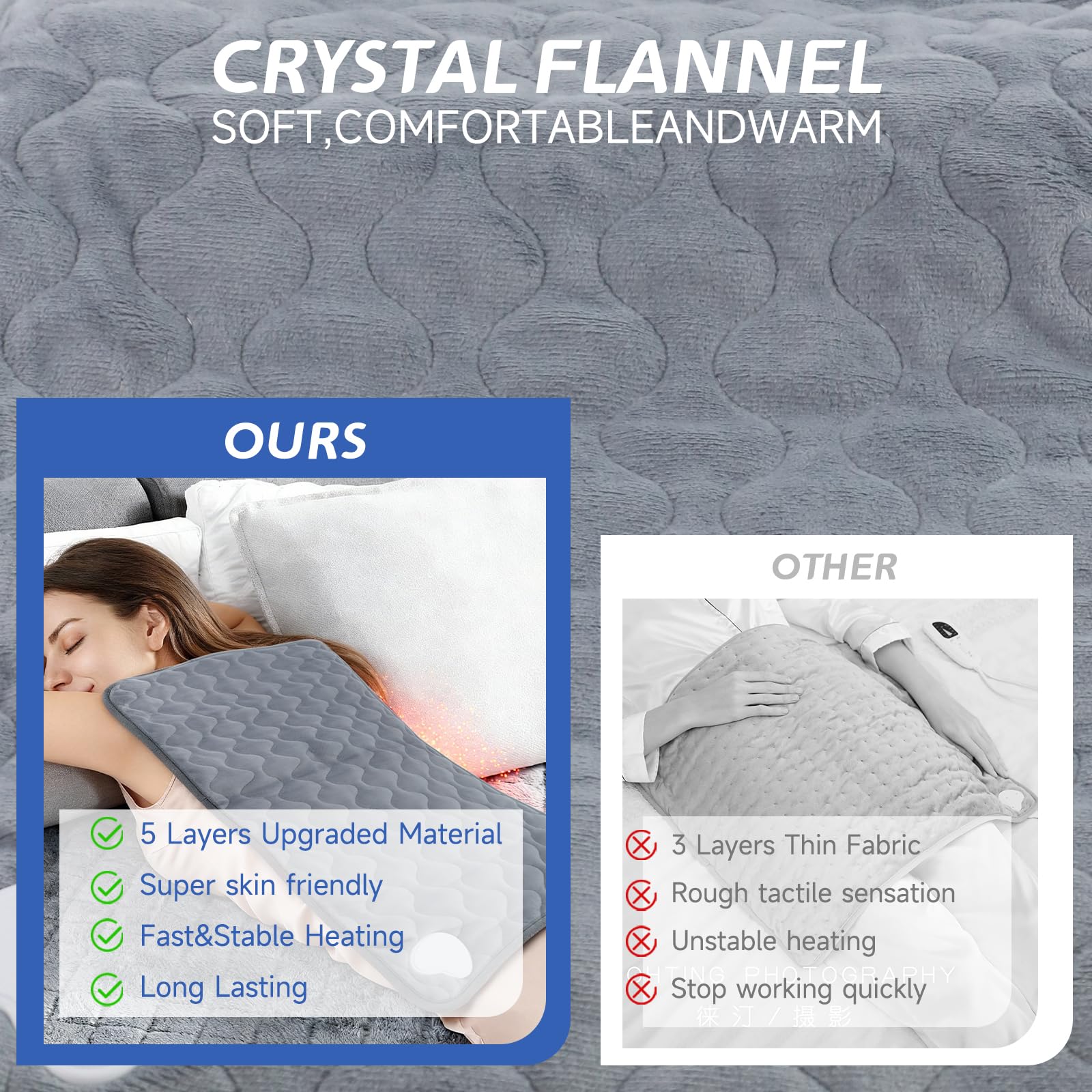 BASANIE heating pad-soft-plush-cover offers a cozy touch and easy care
