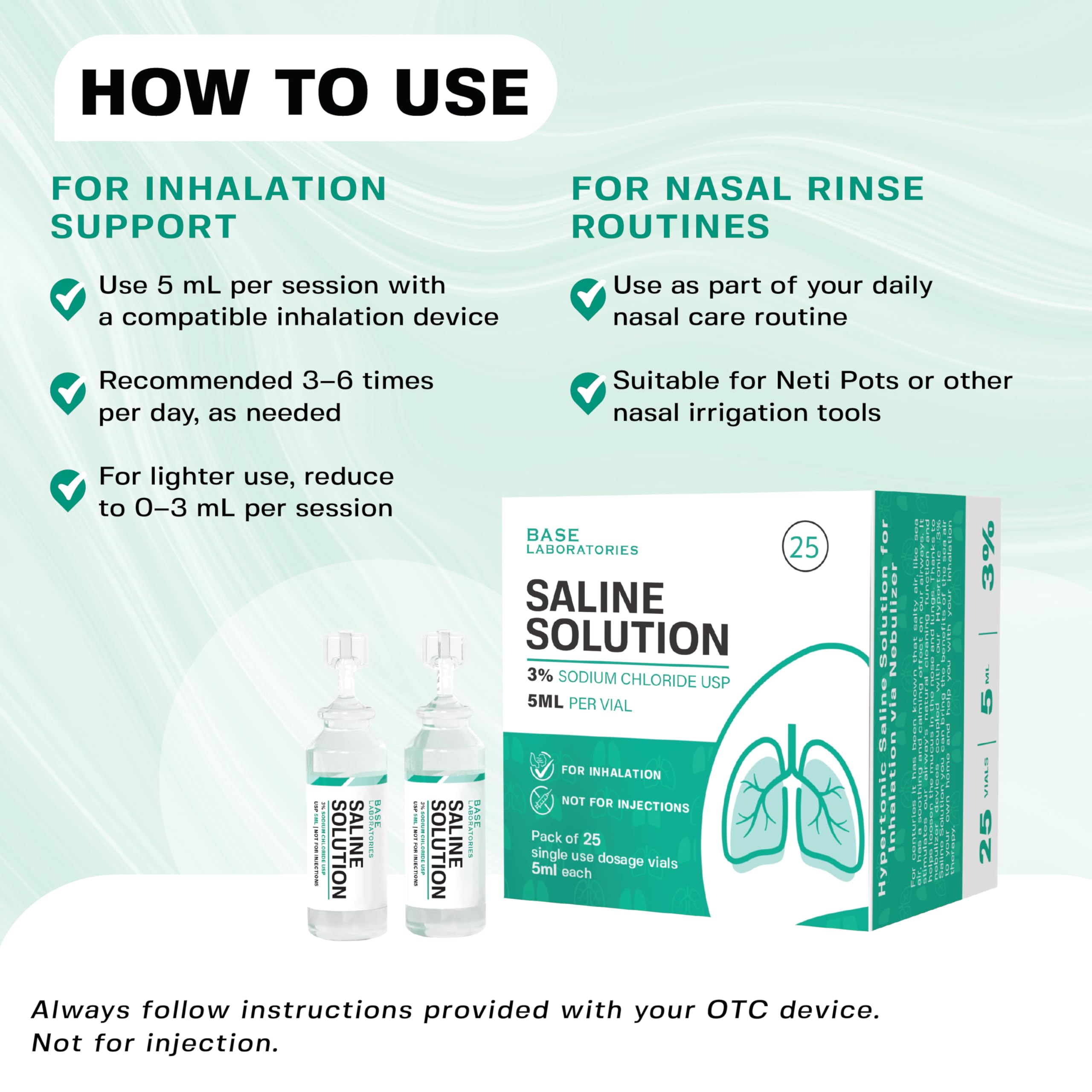 BASE LABORATORIES 25x2-pack provides 50 vials for extended use.