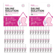 BASE LABORATORIES 7-percent saline bottle for precise nebulization and nasal relief.
