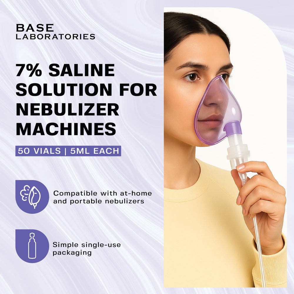 BASE LABORATORIES nebulizer unit-dose vials simplify inhalation sessions.