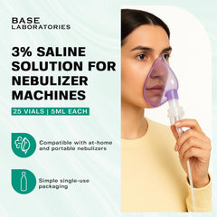 BASE LABORATORIES saline vials 5 ml unit dose for precise inhalation.