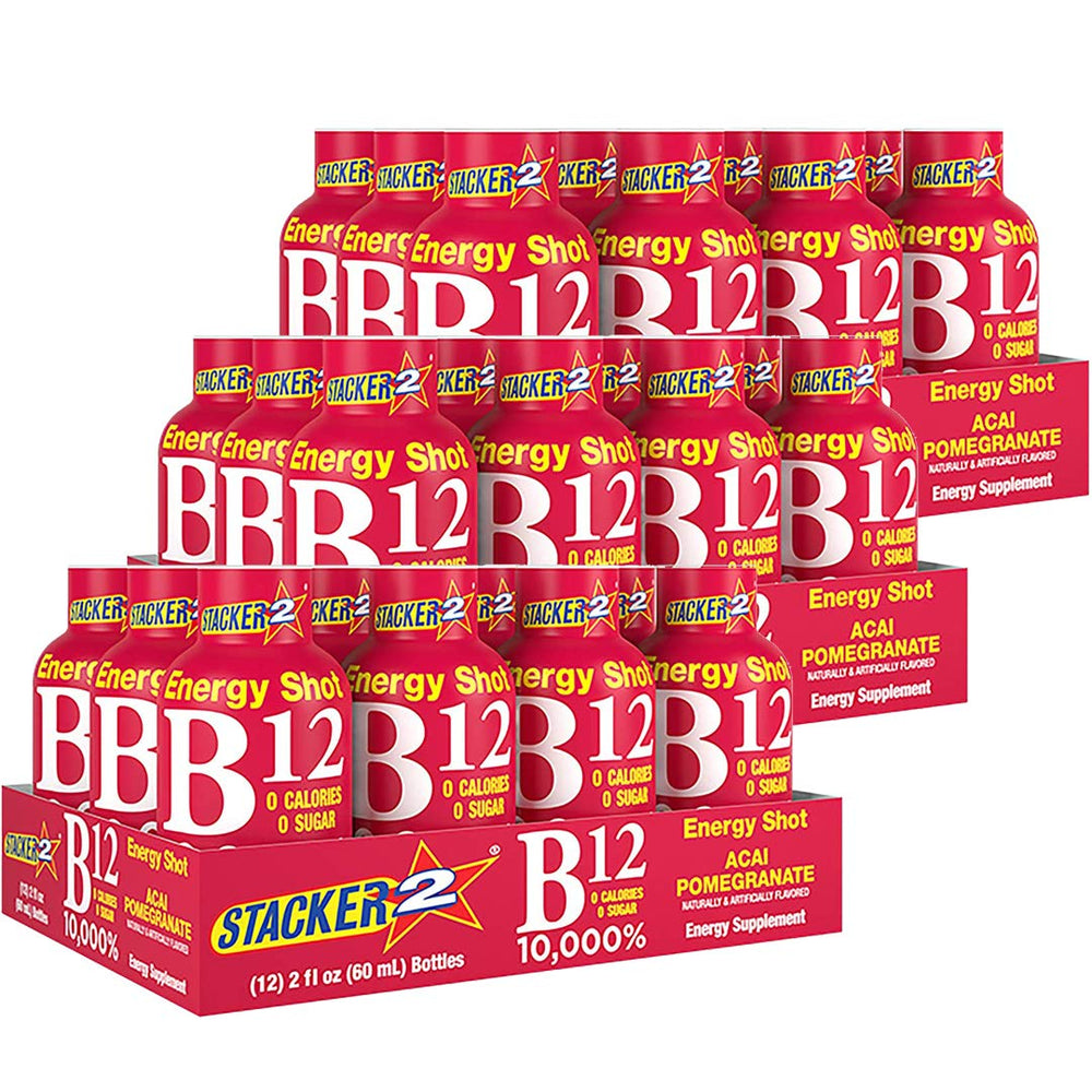 Based Box Stacker2 energy shot—acai-pomegranate flavor, supports quick focus and daily energy