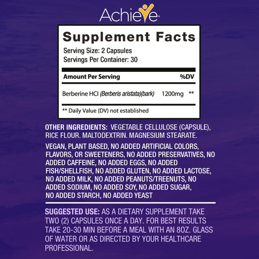 Basic Brands Berberine Support bottle back view showing ingredients and usage guidance