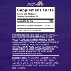 Basic Brands Berberine Support bottle back view showing ingredients and usage guidance