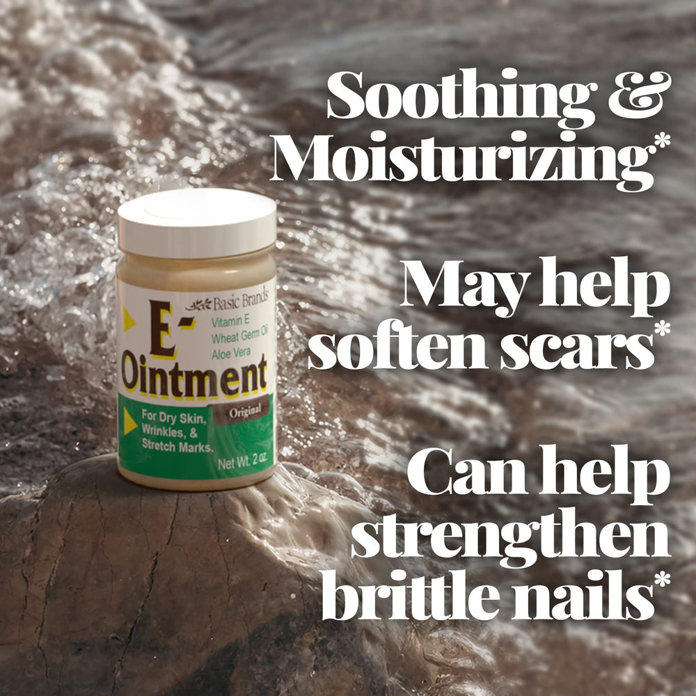 Basic Brands Vitamin E Ointment texture application, smooth, hydrating feel.