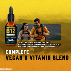 BASIC GREENS B12 drops for fast sublingual absorption under the tongue