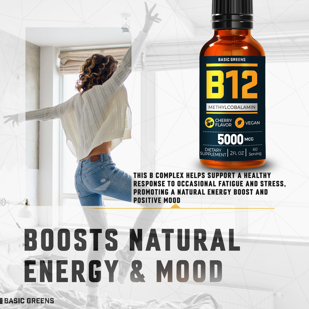 BASIC GREENS vegan B12 supplement suitable for non-GMO dairy-free lifestyles