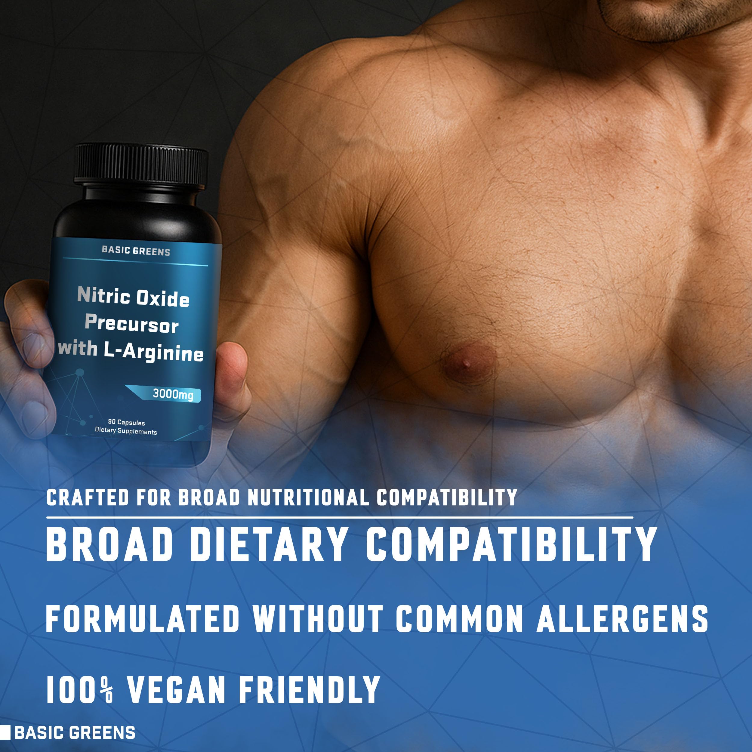 Active lifestyle scene with Basic Greens bottle and workout gear