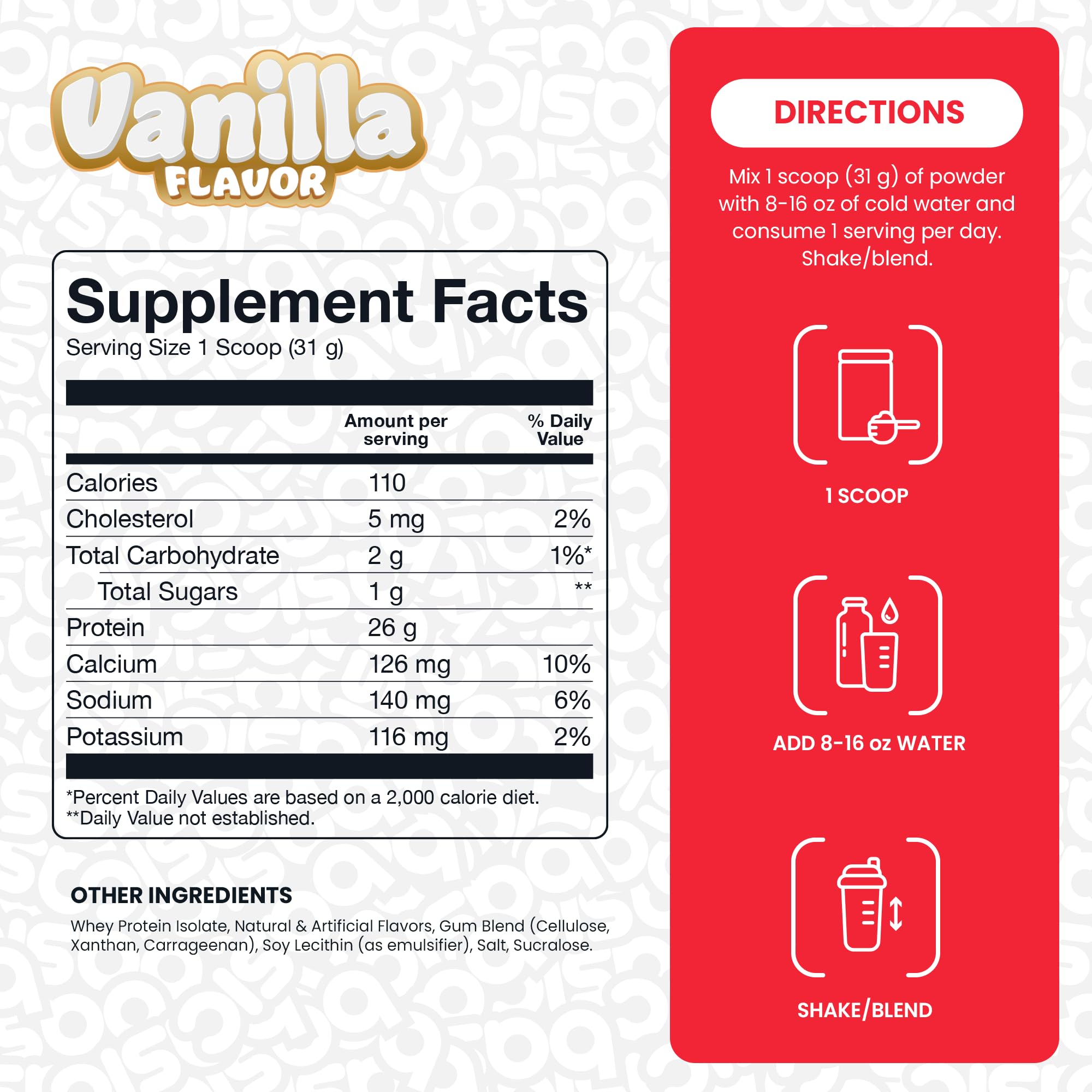 Basic Supplements whey protein isolate gluten-free label on package