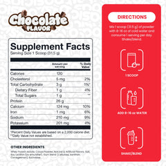 Basic Whey Protein Isolate label close-up showing 26g protein and 0g fat.