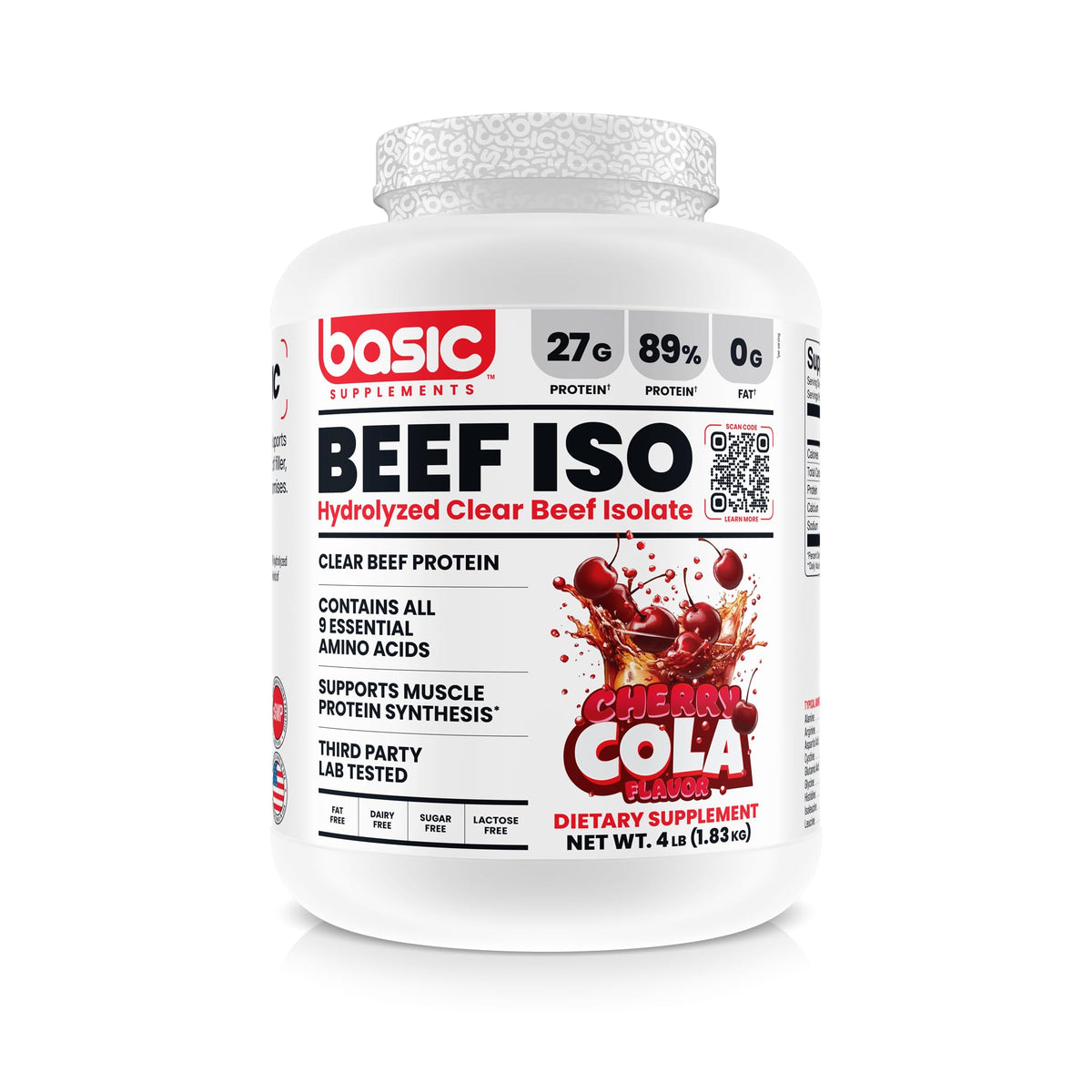 Basic Supplements Hydrolyzed Beef Isolate bottle highlights dairy-free protein for lean fueling