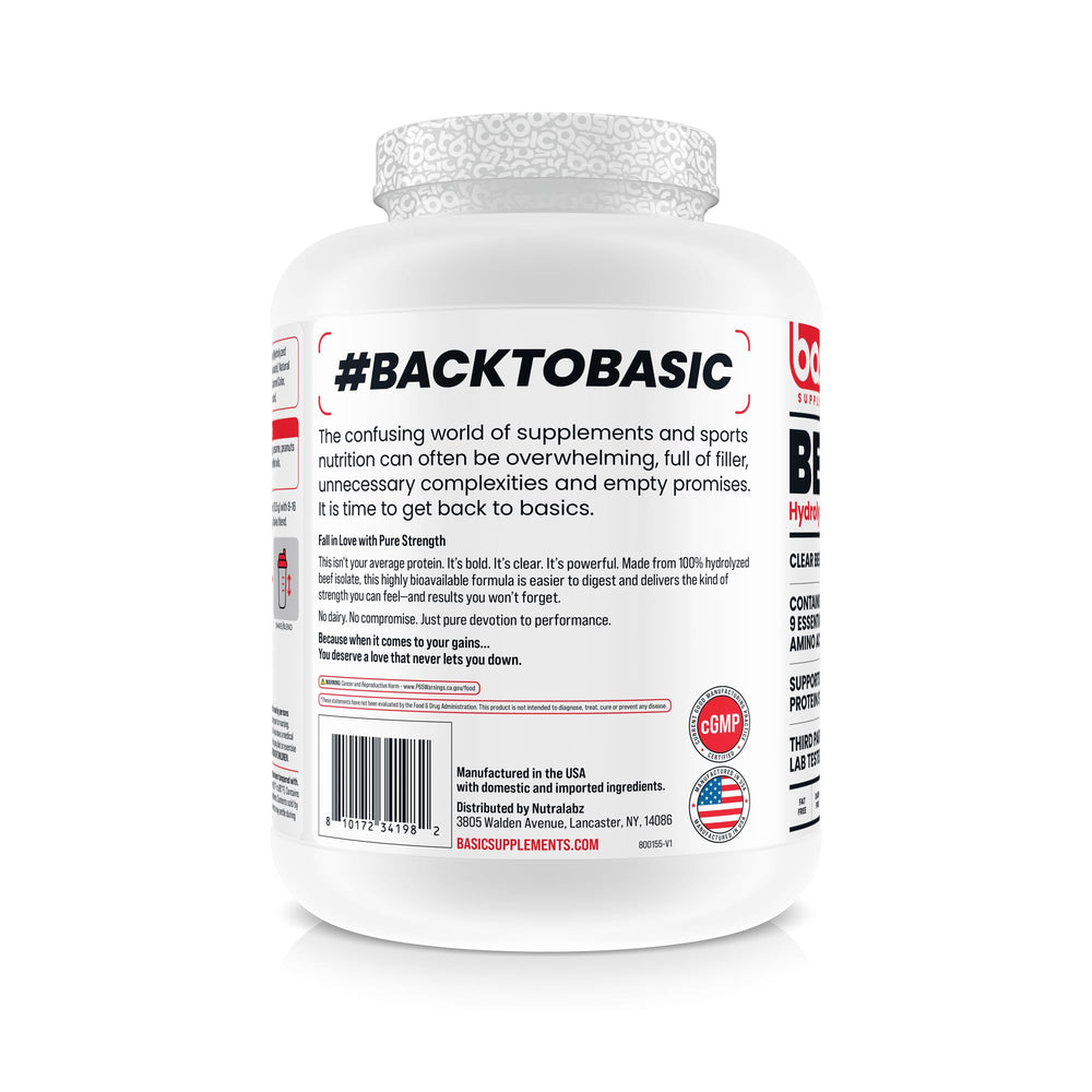 Basic Supplements Hydrolyzed Beef Isolate shake glass for quick recovery after training