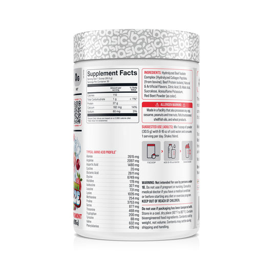 Basic Supplements hydrolyzed beef isolate scoop ready for post-workout recovery
