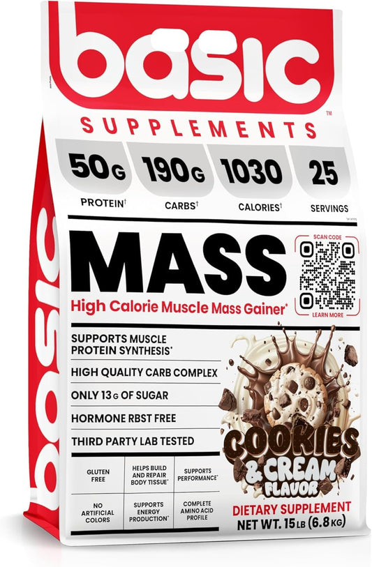 Basic Supplements Mass Gainer bottle for convenient fueling between workouts.