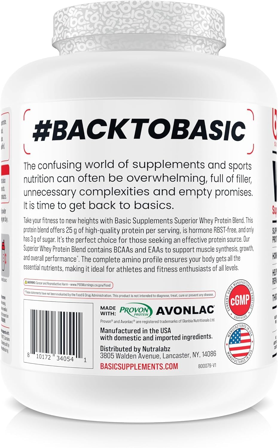 BASIC SUPPLEMENTS whey protein powder gluten-free label signals allergen-free nutrition