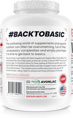 BASIC SUPPLEMENTS whey protein powder gluten-free label signals allergen-free nutrition