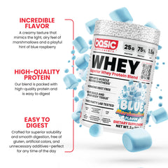 Basic Supplements whey protein powder mixed shake – creamy texture with quick absorption.