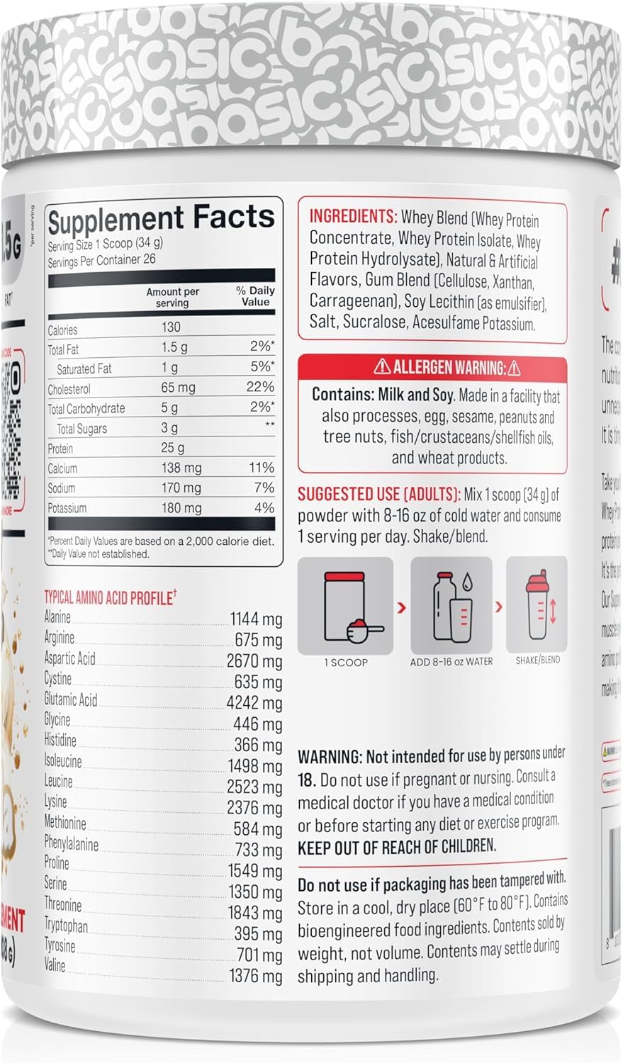 Basic Supplements Whey Protein Powder scoop ready for a post-workout shake.