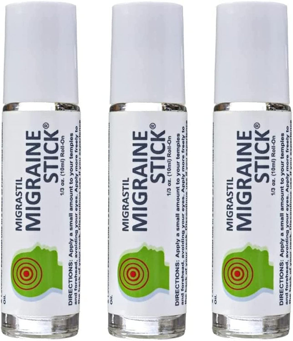 Basic Vigor Migrastil Migraine Stick 3-Pack in box for on-the-go relief.
