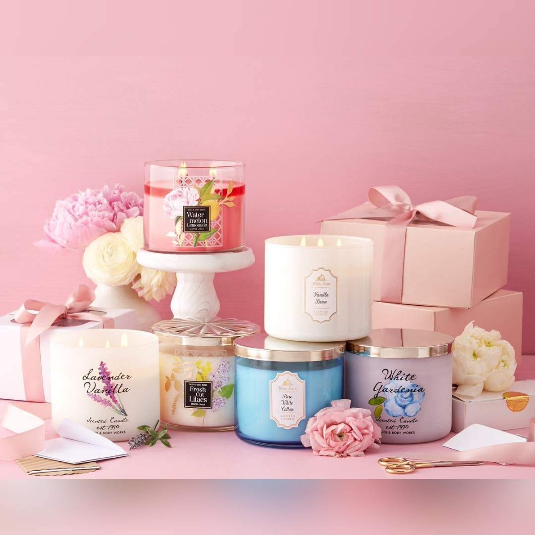 Bath & Body Works Aromatherapy Stress Relief Eucalyptus Tea 3-wick candle wick ready to light for soothing ambiance.