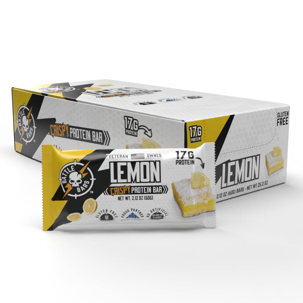 Battle Bars Lemon Almond 60g bar for on-the-go protein fueling.
