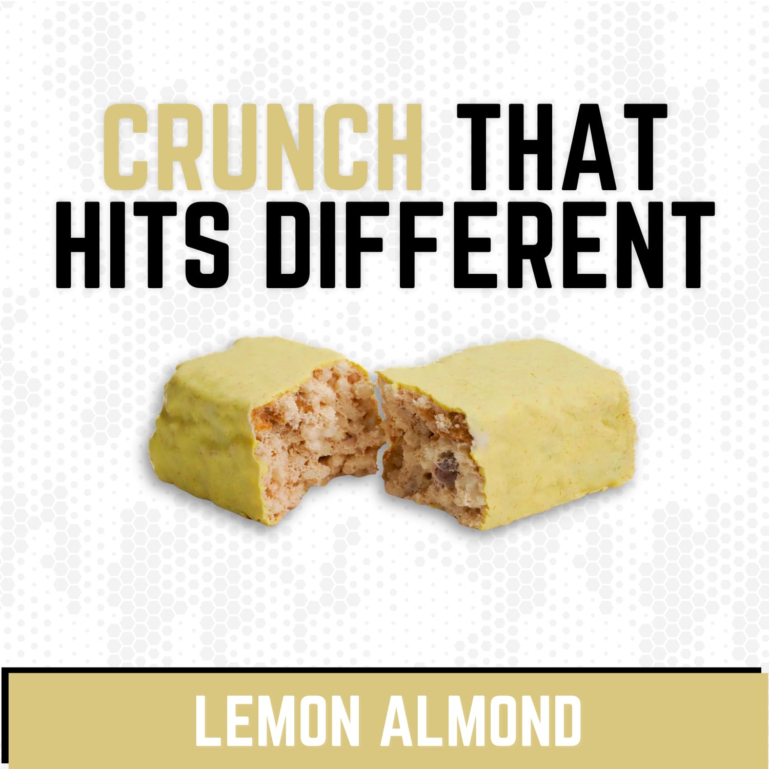 Battle Bars Lemon Almond almond crunch enhances flavor and texture.
