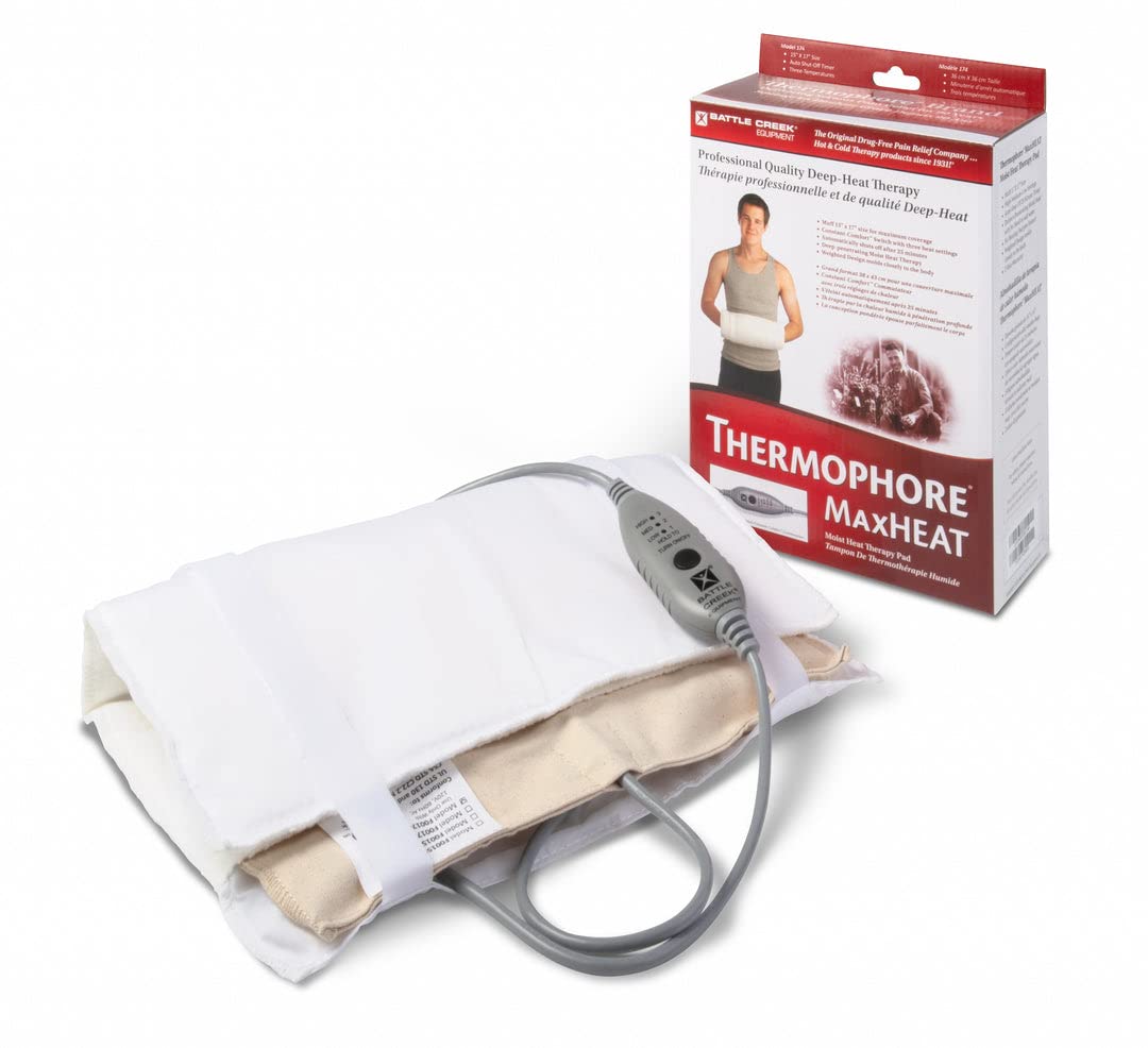 Compact Thermophore MaxHEAT Plus with automatic off timer for safe, hands-free warmth.
