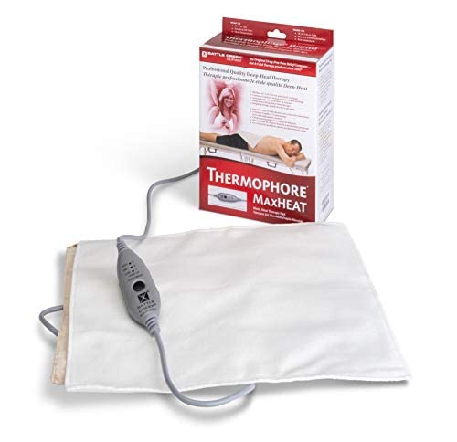 Travel-friendly Thermophore MaxHEAT Plus 14x14 pad fits in a bag for on-the-go warmth.