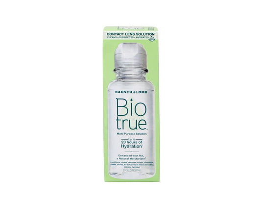 Bausch + Lomb Biotrue Travel Solution pack front showing convenient six-count kit