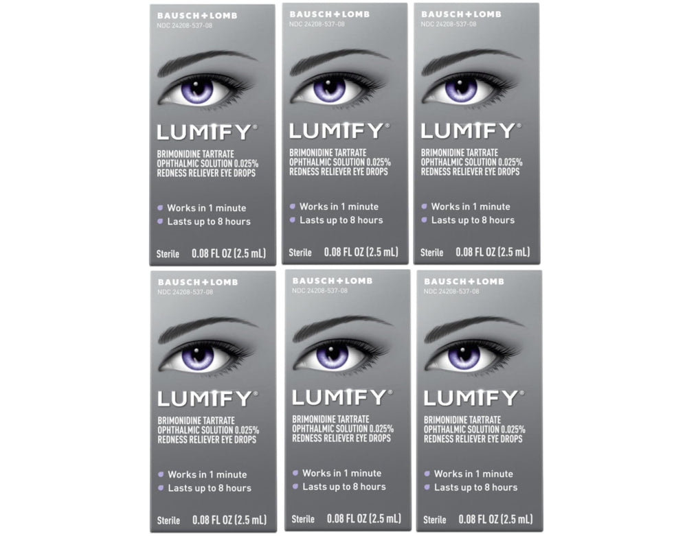 Bausch & Lomb LUMIFY eye drops pack of six for brighter-looking eyes.