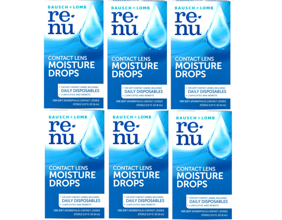 Bausch + Lomb Renu moisture drops bottle front supports daily lens comfort